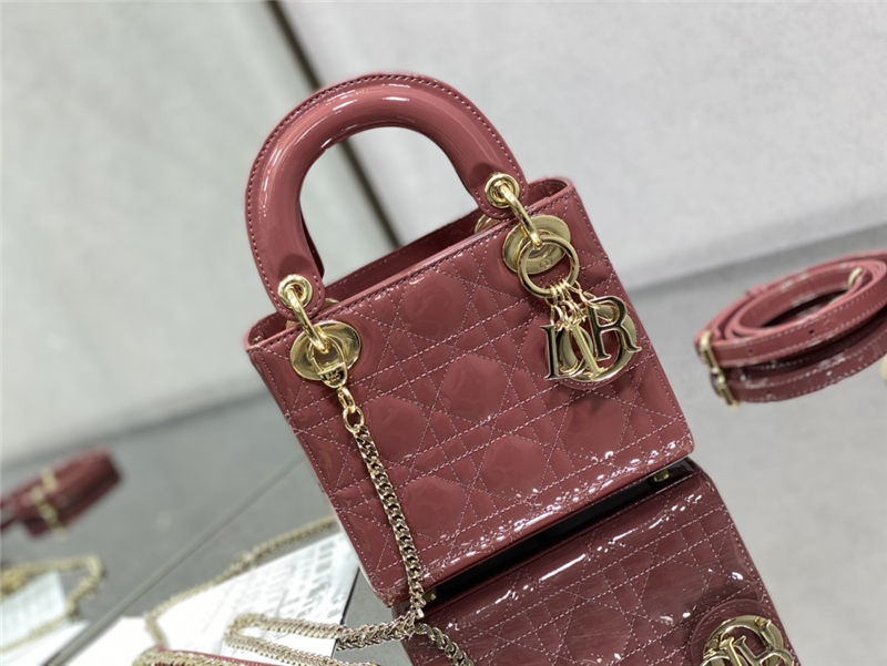 MINI LADY Dior BAG Patent Cannage Calfskin Dusty Pink High