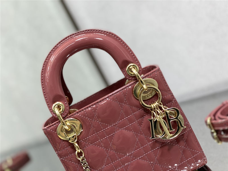 MINI LADY Dior BAG Patent Cannage Calfskin Dusty Pink High