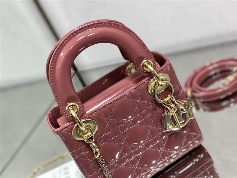 MINI LADY Dior BAG Patent Cannage Calfskin Dusty Pink High