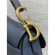 Mini SADDLE BAG Grained Calfskin Dark Blue High