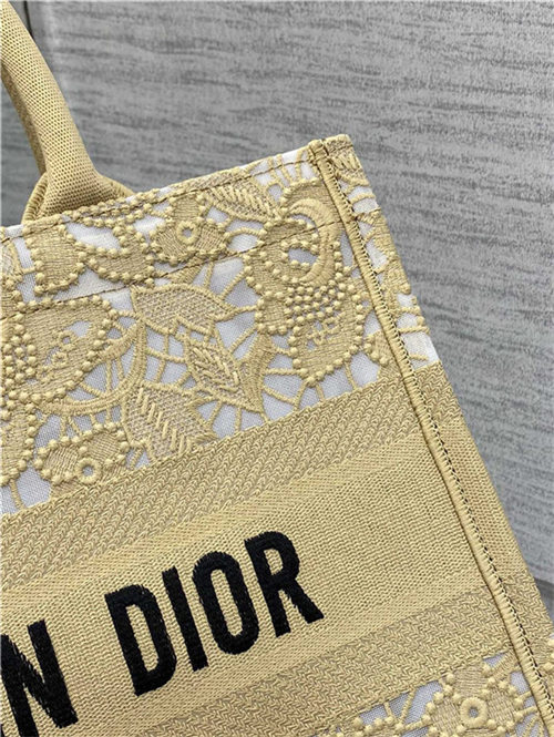 MEDIUM Dior BOOK TOTE D-Lace Embroidery with Macramé Effect High