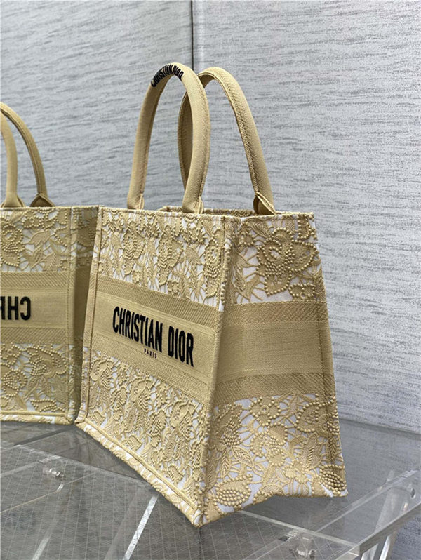 MEDIUM Dior BOOK TOTE D-Lace Embroidery with Macramé Effect High