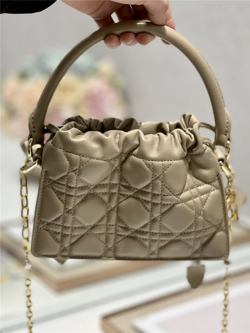 LADY DIOR TOP HANDLE DRAWSTRING MINI BAG Beige High