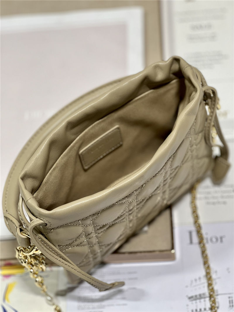 LADY DIOR TOP HANDLE DRAWSTRING MINI BAG Beige High