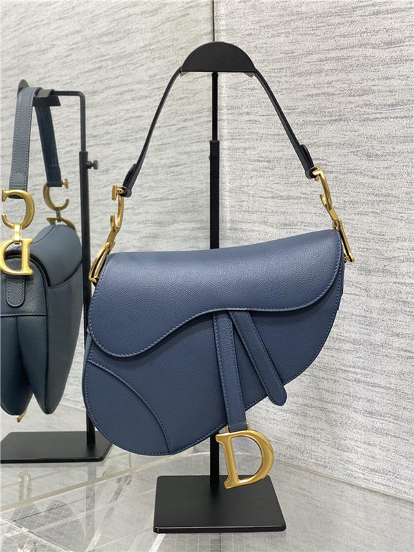 SADDLE BAG Grained Calfskin Dark Blue High