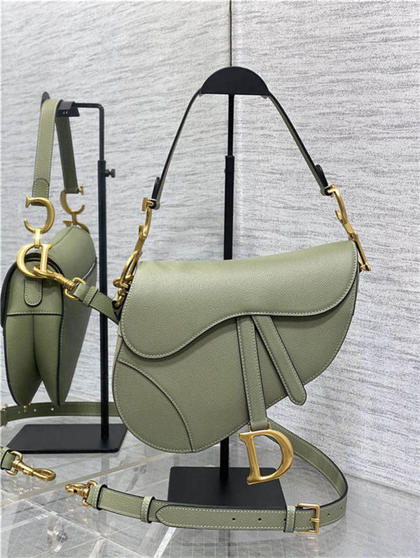 SADDLE BAG Grained Calfskin Green High