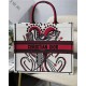 LARGE Dior BOOK TOTE Multicolor Cupidon Embroidery Latte High