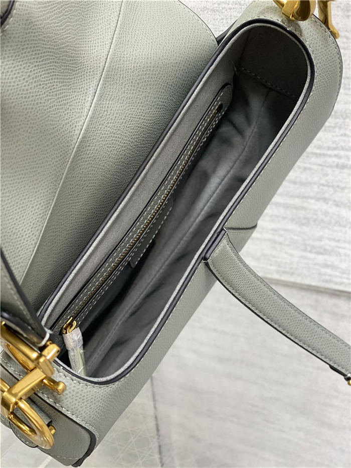 SADDLE BAG Grained Calfskin Gray High