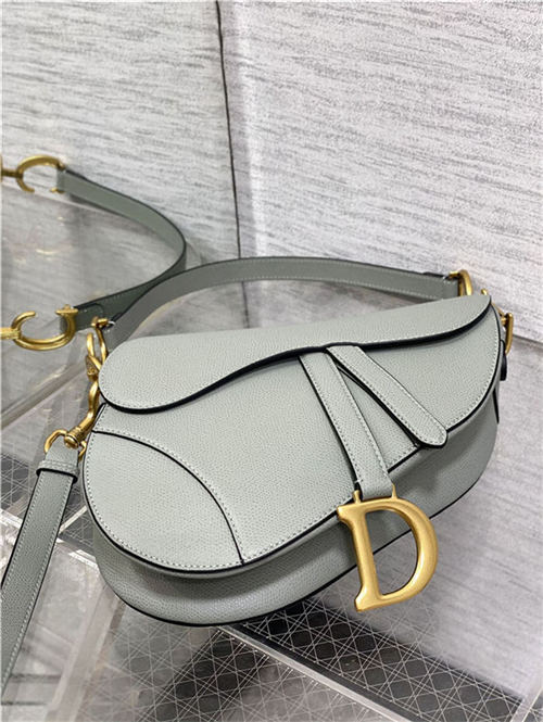 SADDLE BAG Grained Calfskin Gray High