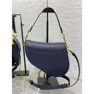 SADDLE BAG Grained Calfskin Navy Blue High