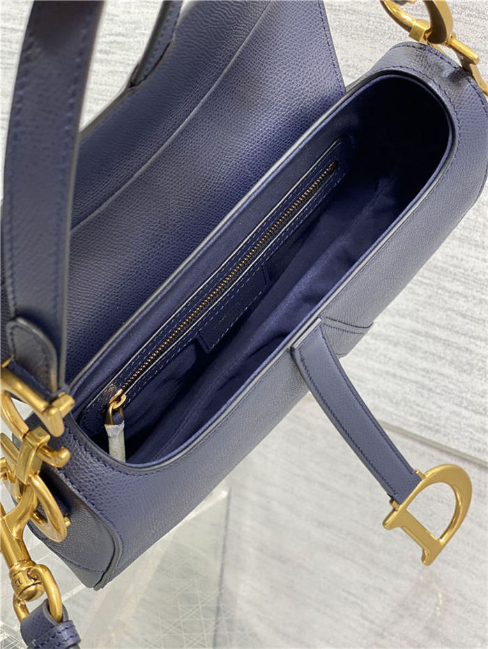 SADDLE BAG Grained Calfskin Navy Blue High