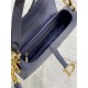 SADDLE BAG Grained Calfskin Navy Blue High