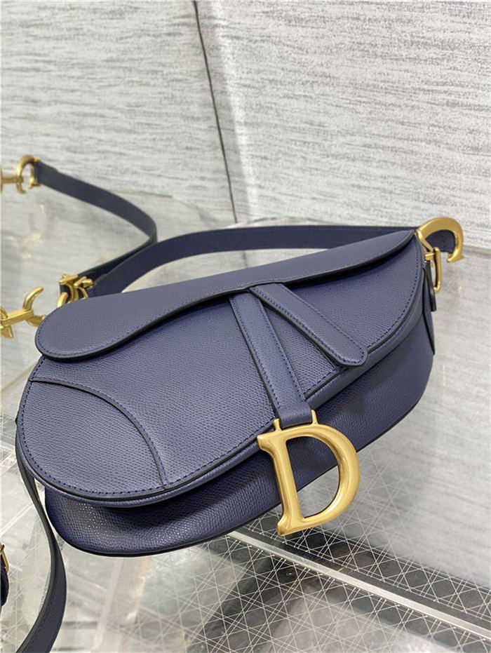 SADDLE BAG Grained Calfskin Navy Blue High