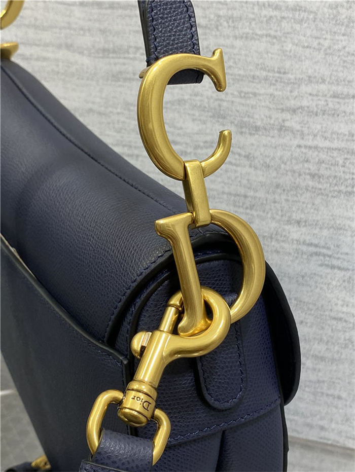 SADDLE BAG Grained Calfskin Navy Blue High