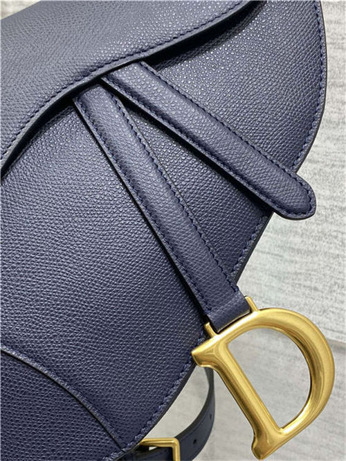 SADDLE BAG Grained Calfskin Navy Blue High