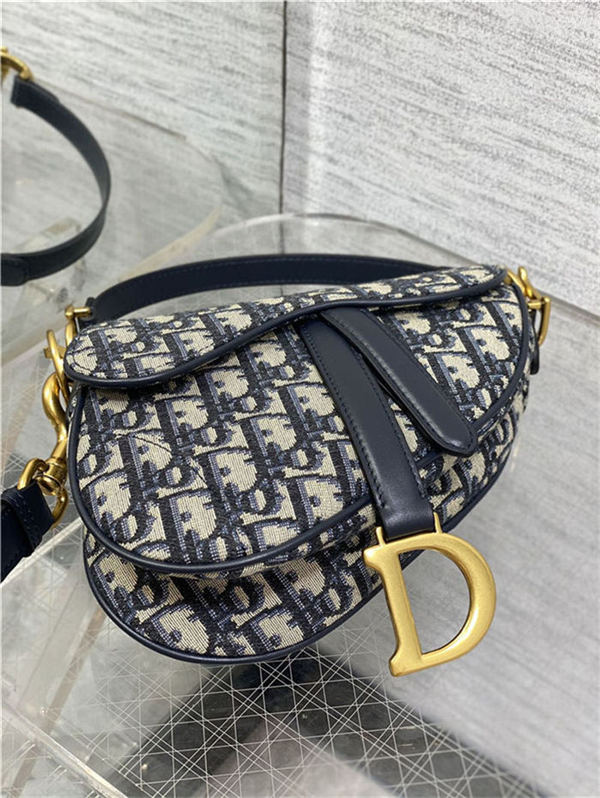 Mini SADDLE BAG Dior Oblique Jacquard Blue High