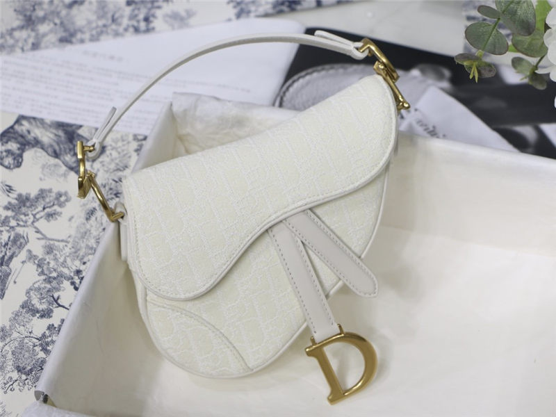 Mini SADDLE BAG Dior Oblique Jacquard White High