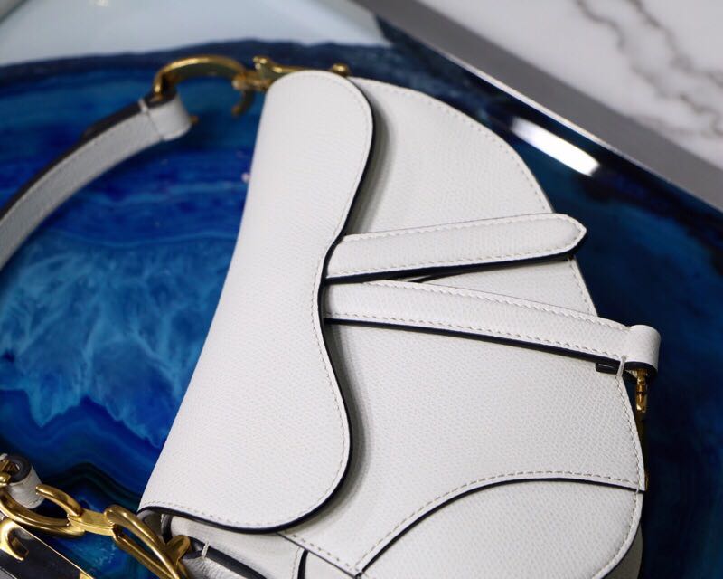 Mini SADDLE BAG Grained Calfskin White High