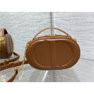 CD SIGNATURE OVAL CAMERA BAG Calfskin with Embossed CD Signature Caramel High