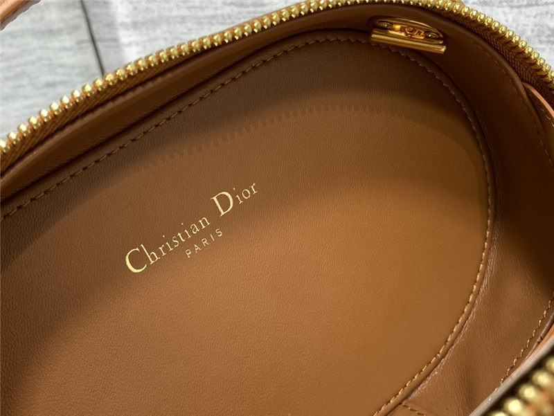 CD SIGNATURE OVAL CAMERA BAG Calfskin with Embossed CD Signature Caramel High