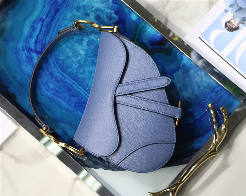 Mini SADDLE BAG Grained Calfskin Blue High