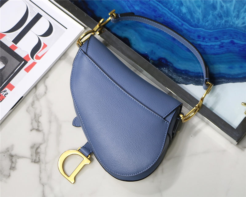 Mini SADDLE BAG Grained Calfskin Blue High