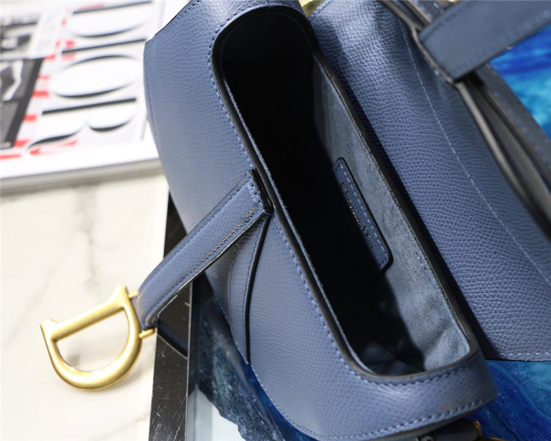 Mini SADDLE BAG Grained Calfskin Blue High