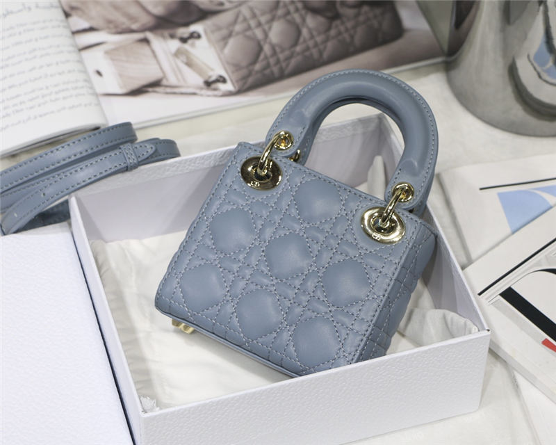 MICRO LADY Dior BAG Cannage Lambskin Blue Top