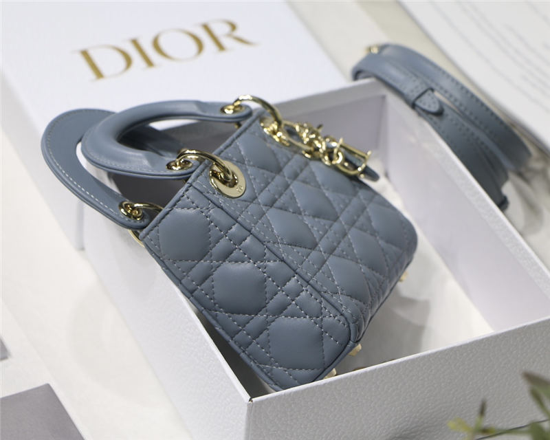 MICRO LADY Dior BAG Cannage Lambskin Blue Top