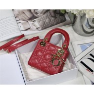 MICRO LADY Dior BAG Cannage Lambskin Red Top