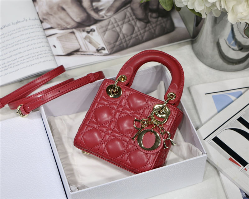 MICRO LADY Dior BAG Cannage Lambskin Red Top