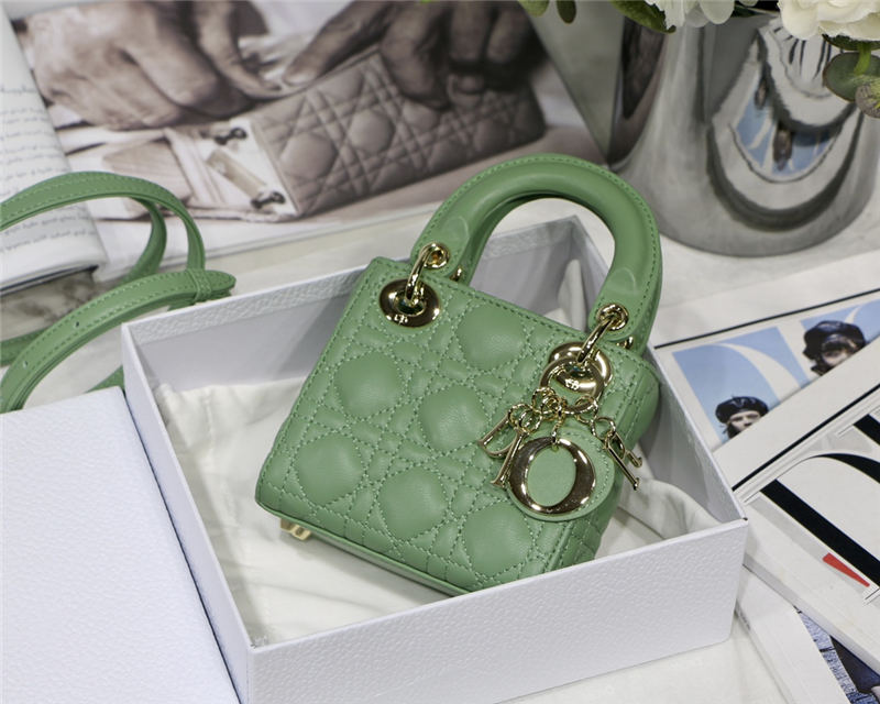 MICRO LADY Dior BAG Cannage Lambskin Green Top