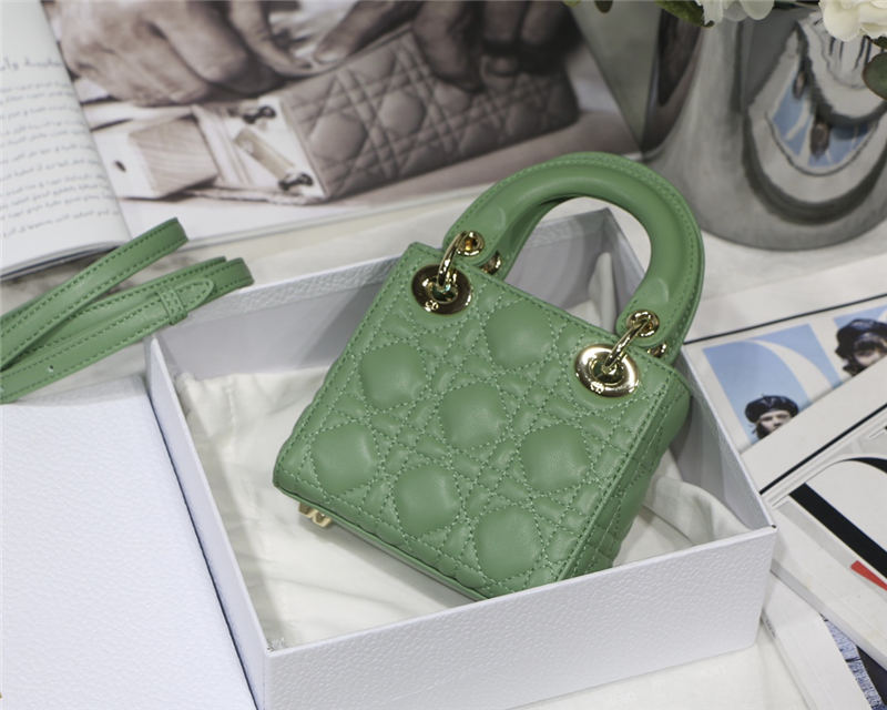 MICRO LADY Dior BAG Cannage Lambskin Green Top