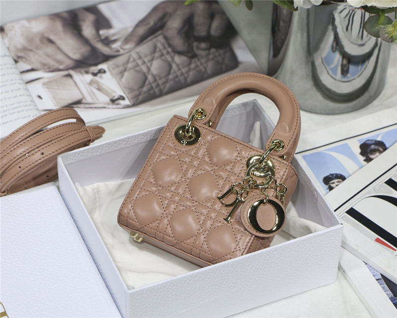 MICRO LADY Dior BAG Cannage Lambskin Nude Top