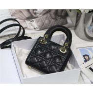 MICRO LADY Dior BAG Cannage Lambskin Black Top