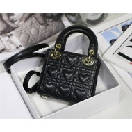 MICRO LADY Dior BAG DiorAMOUR MY ABCDior Cannage Lambskin with Heart Motif Black Top