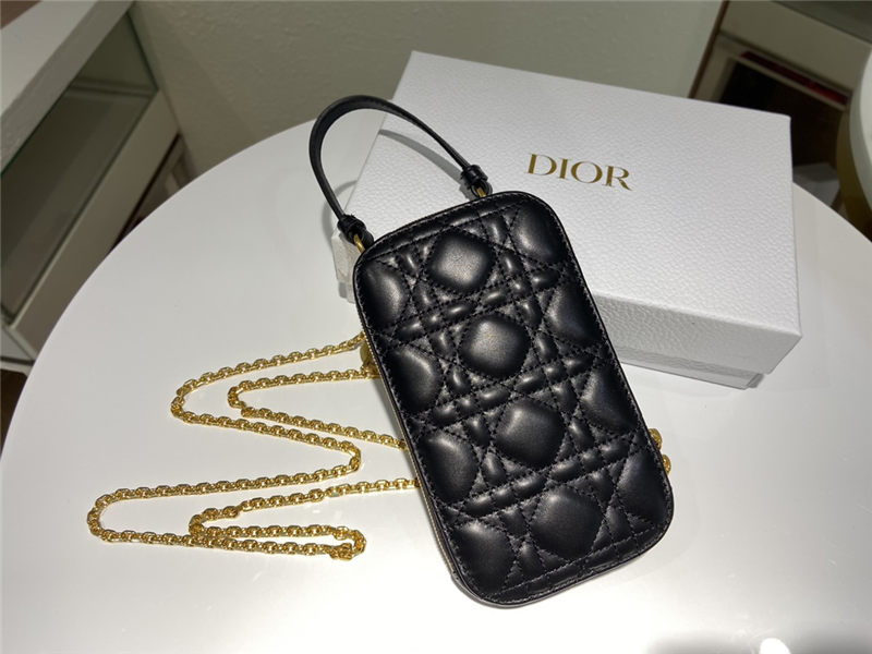 LADY Dior PHONE HOLDER Cannage Lambskin Black High