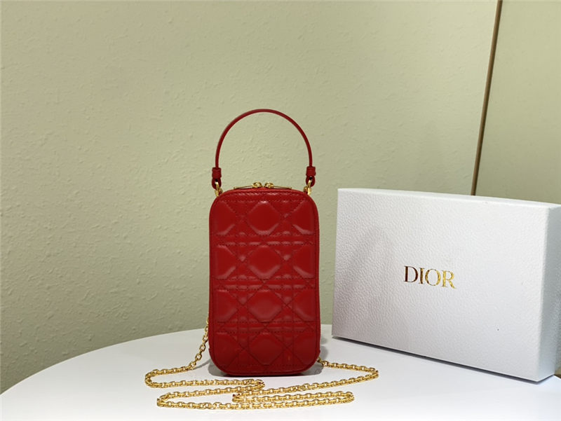 LADY Dior PHONE HOLDER Cannage Lambskin Red High