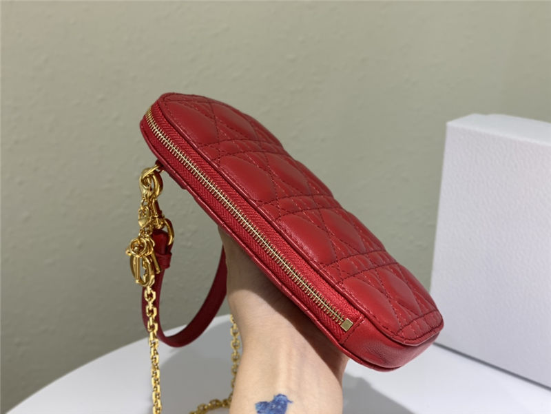 LADY Dior PHONE HOLDER Cannage Lambskin Red High