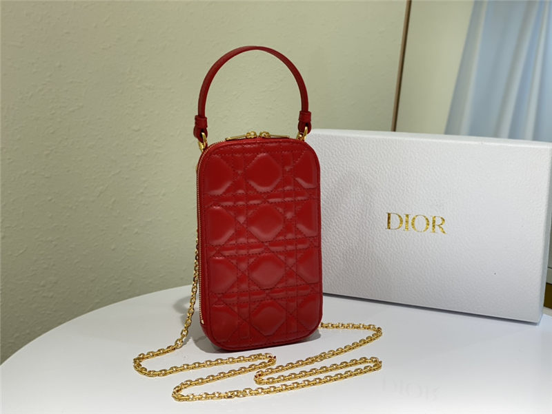 LADY Dior PHONE HOLDER Cannage Lambskin Red High