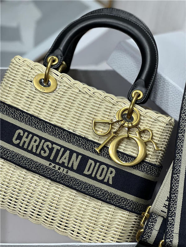 MEDIUM LADY Dior BAG Wicker and Dior Oblique Jacquard High