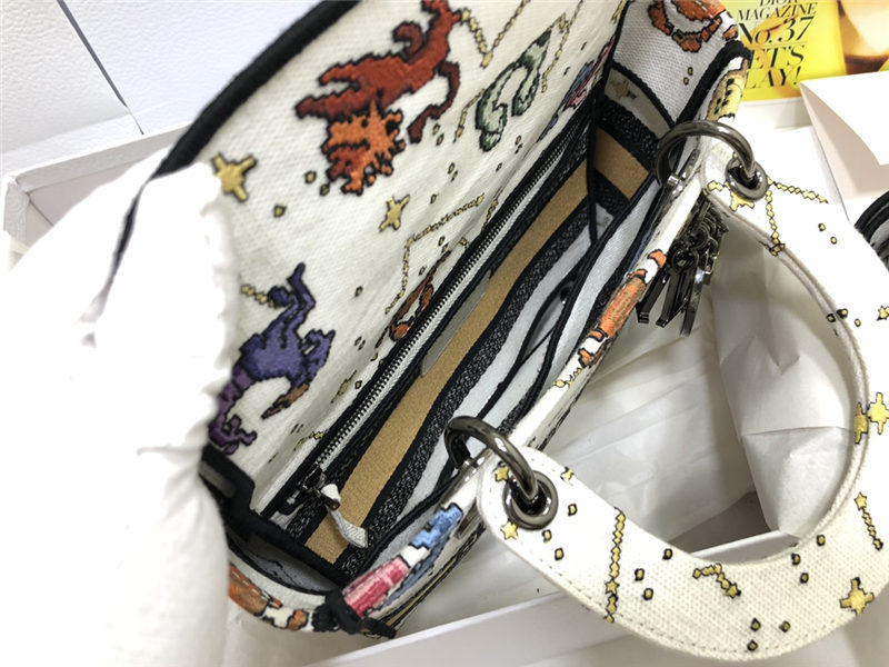 MEDIUM LADY D-LITE BAG Dior Pixel Zodiac Embroidery Multicolor High