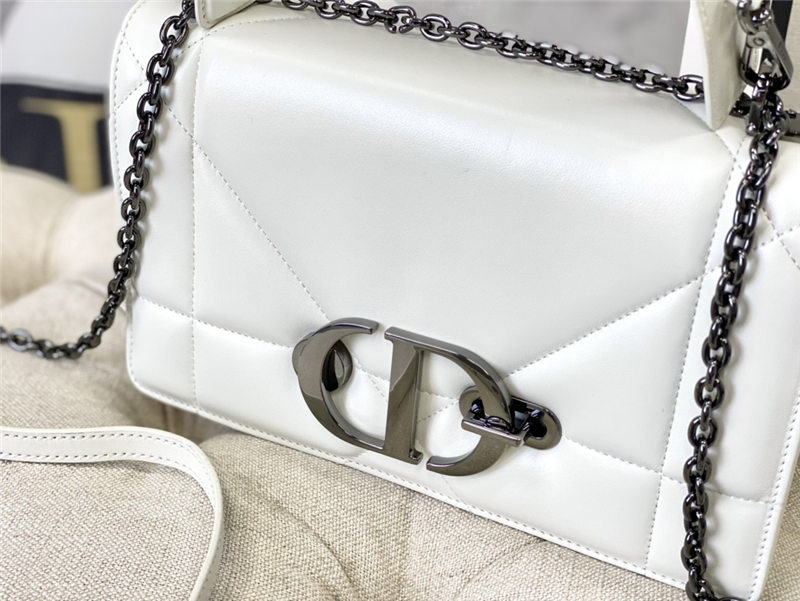 30 MONTAIGNE CHAIN BAG WITH HANDLE Maxicannage Lambskin White High