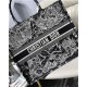 LARGE Dior BOOK TOTE Dior Around the World Embroidery Black and White High