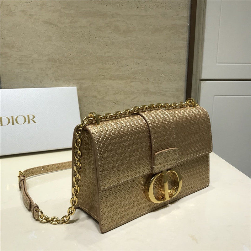 30 MONTAIGNE CHAIN BAG Microcannage Calfskin Gold High