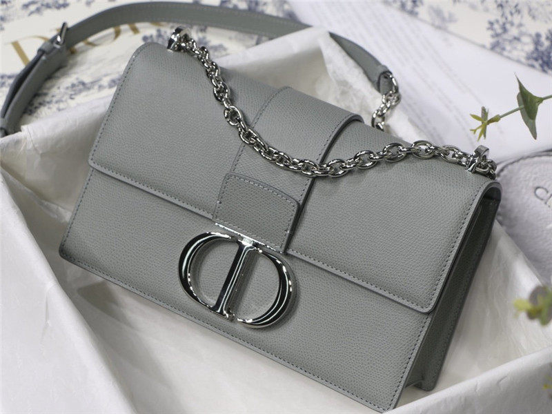 30 MONTAIGNE CHAIN BAG Grained Calfskin Gray High