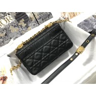 SMALL Dior CARO BAG Supple Cannage Calfskin Black High