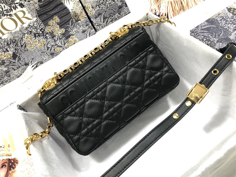 SMALL Dior CARO BAG Supple Cannage Calfskin Black High