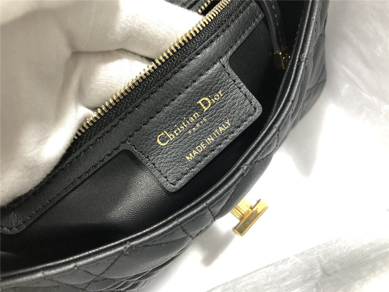 SMALL Dior CARO BAG Supple Cannage Calfskin Black High