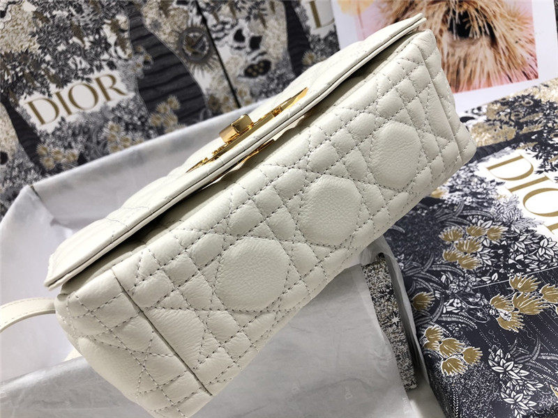 SMALL Dior CARO BAG Supple Cannage Calfskin White High